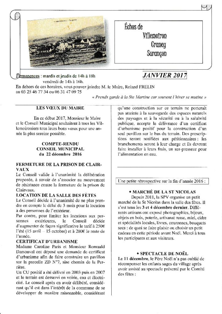 Le Petit Journal — Janvier 2017