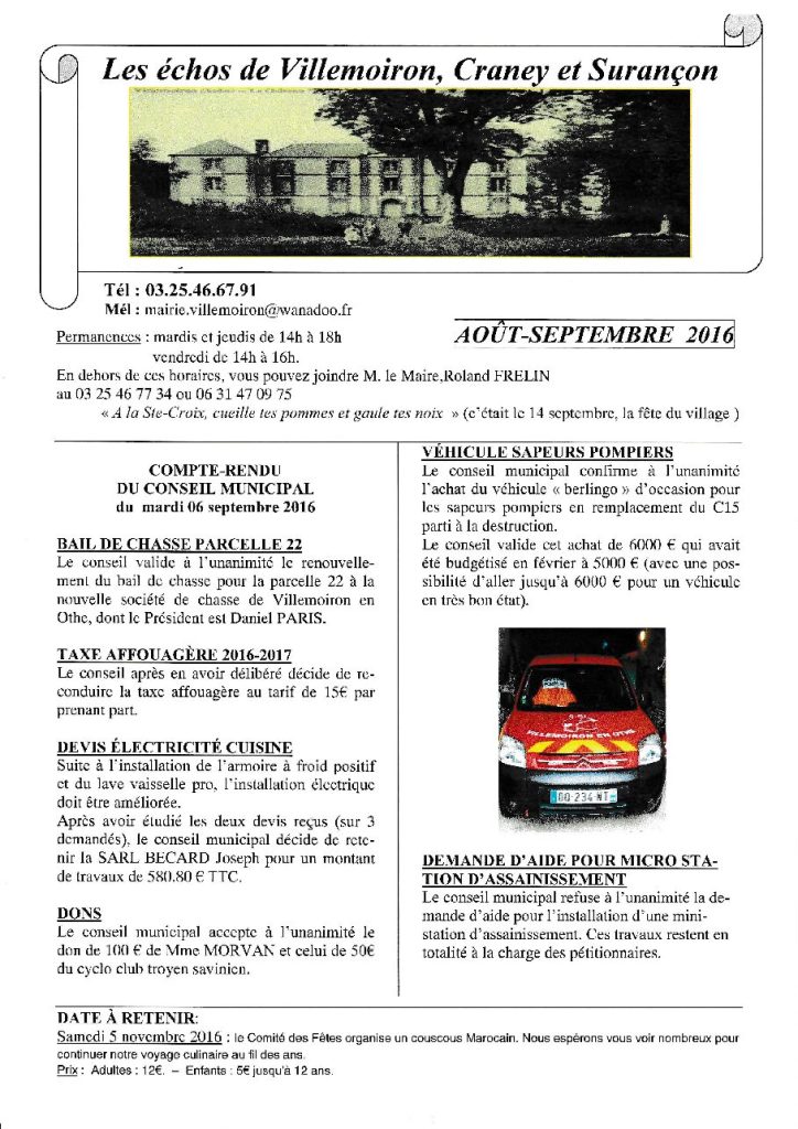 Le Petit Journal — Août Sept 2016