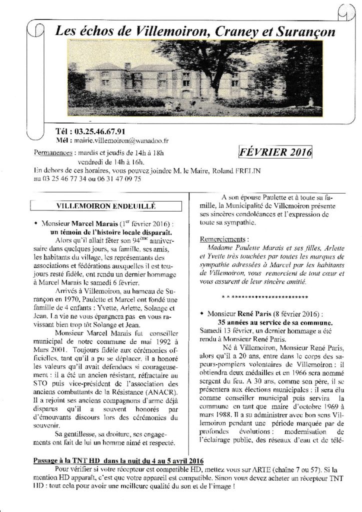 Le Petit Journal — Février 2016