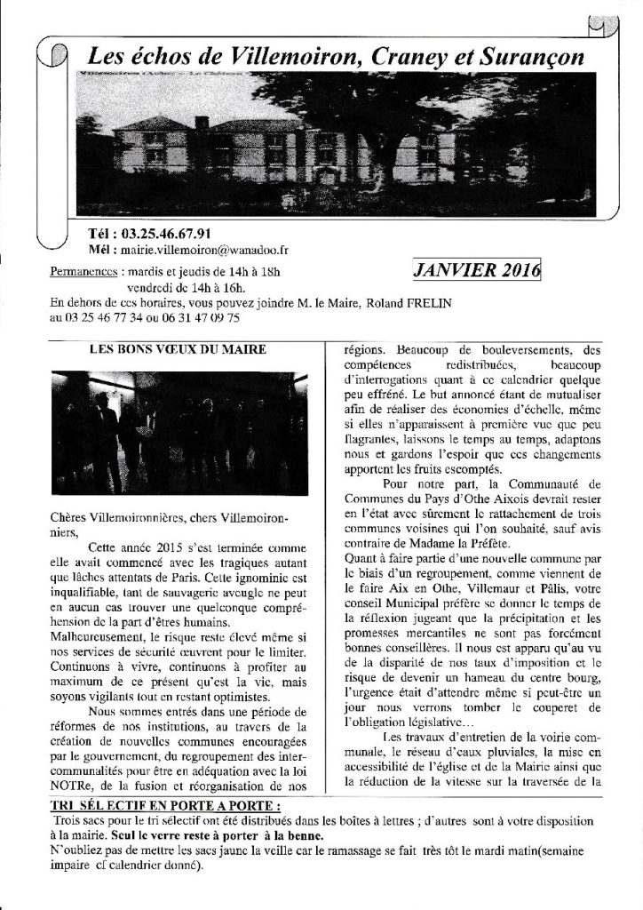 Le Petit Journal — Janvier 2016