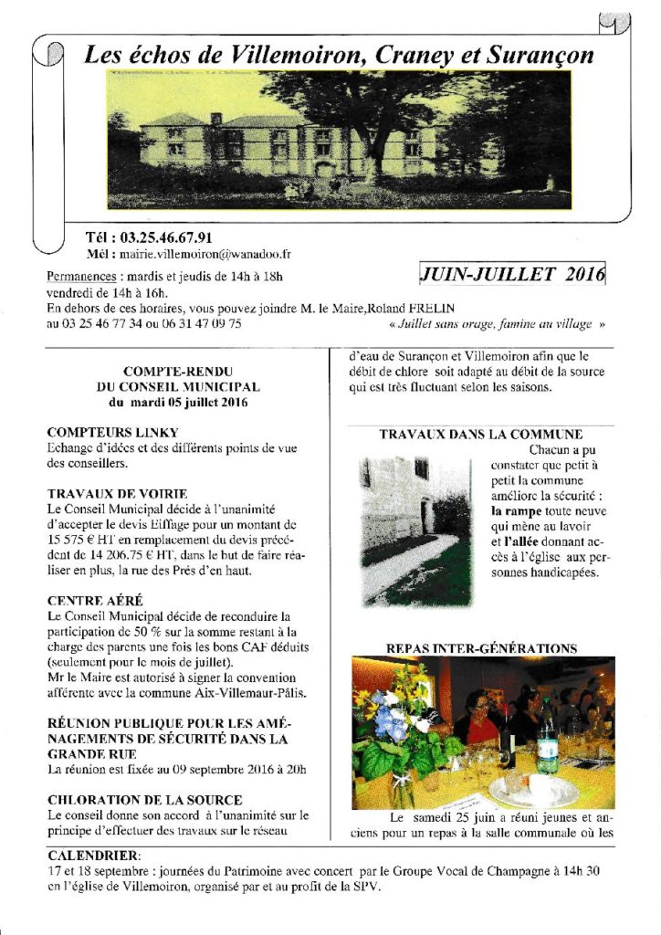 Le Petit Journal — Juin Juill 2016