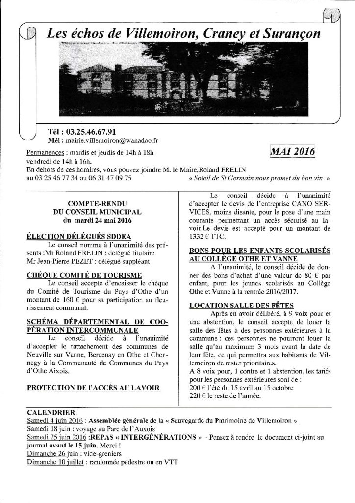 Le Petit Journal — Mai 2016