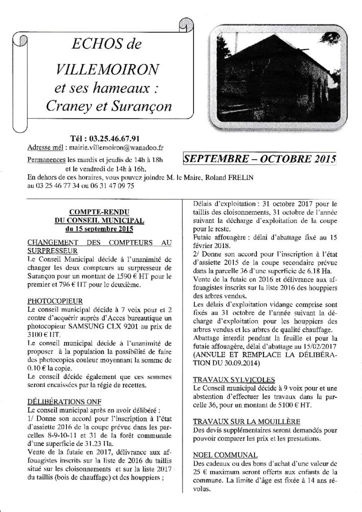 Le Petit Journal — Sept Oct 2015
