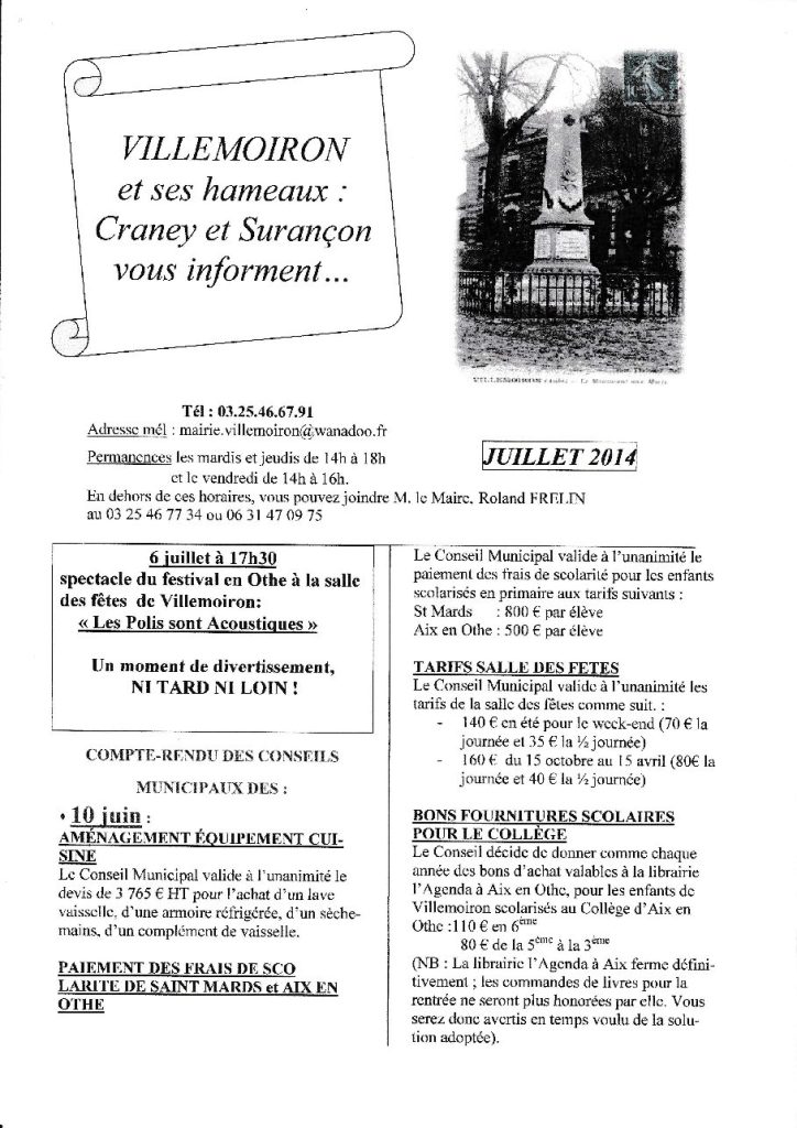 Le Petit Journal — Juillet 2014