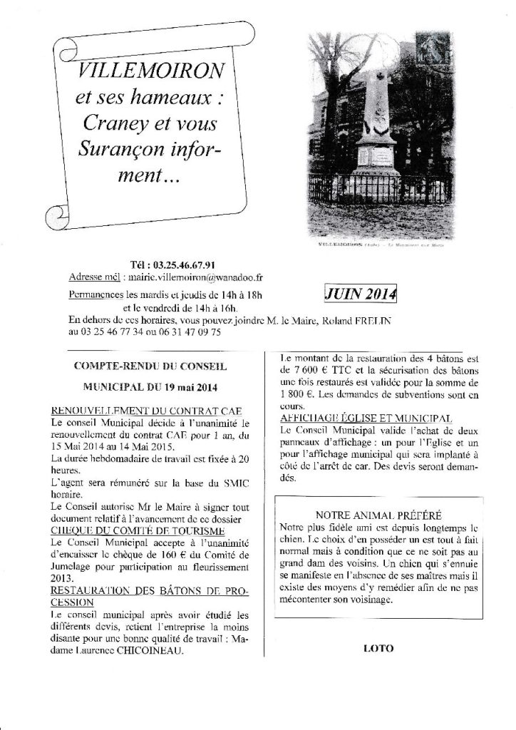 Le Petit Journal — Juin 2014
