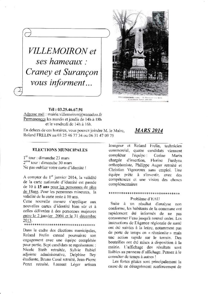 Le Petit Journal — Mars 2014