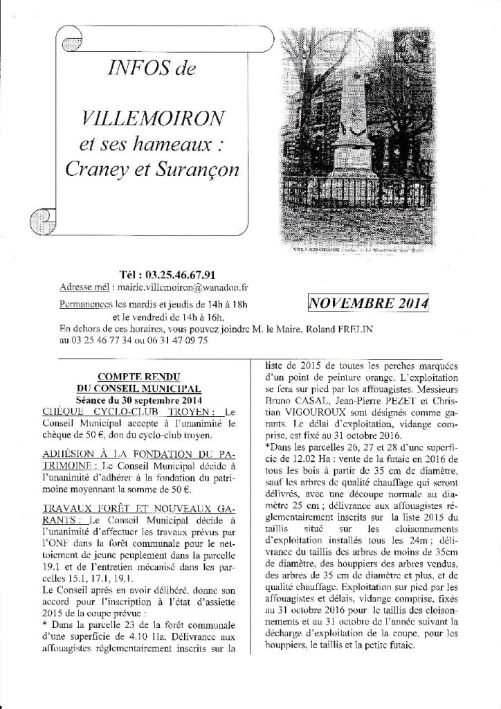 Le Petit Journal — Novembre 2014