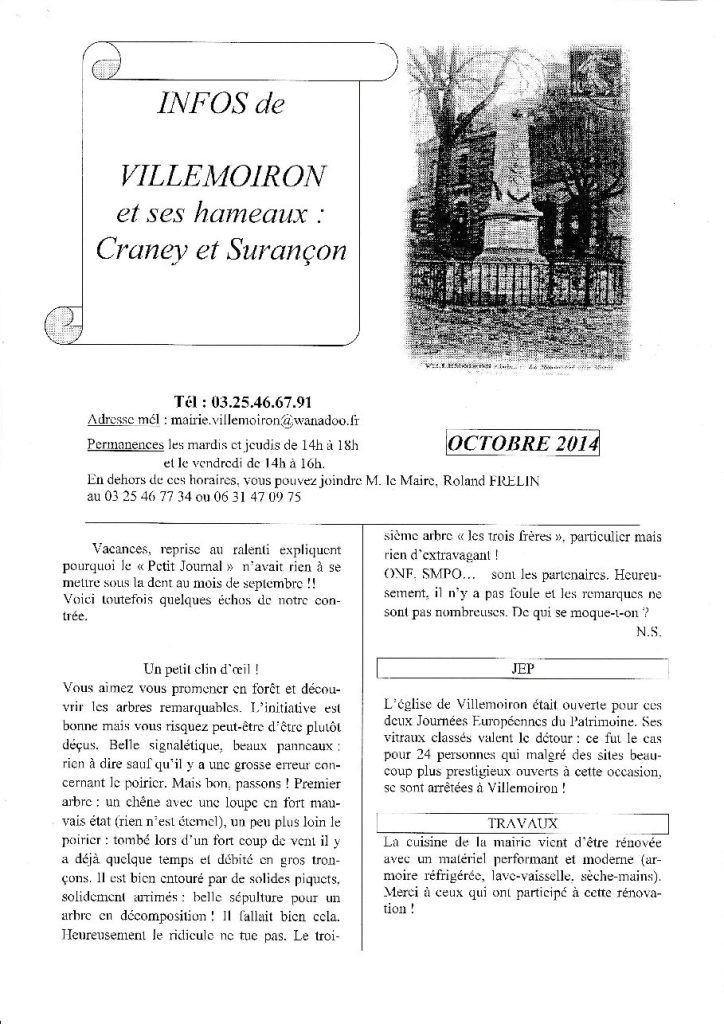 Le Petit Journal — Octobre 2014