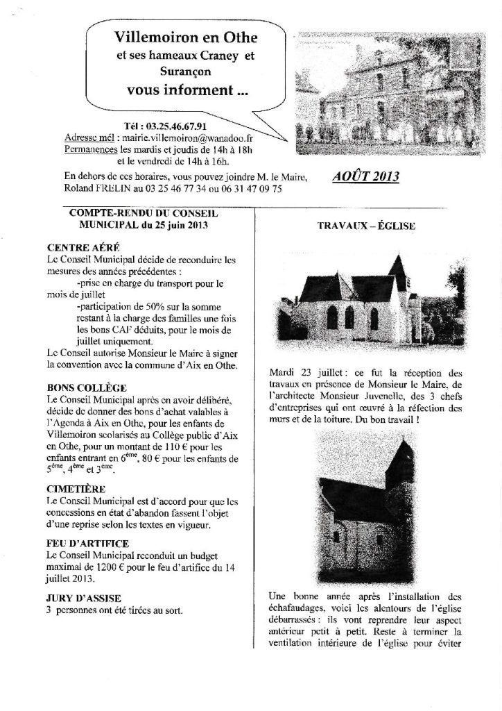 Le Petit Journal — Août 2013