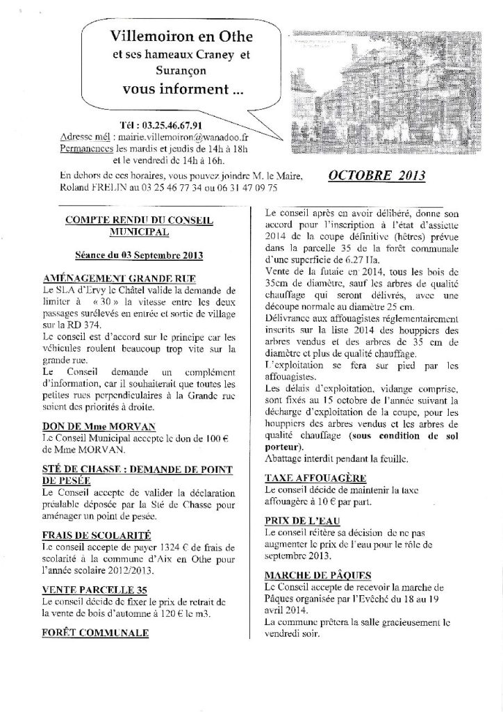 Le Petit Journal — Octobre 2013