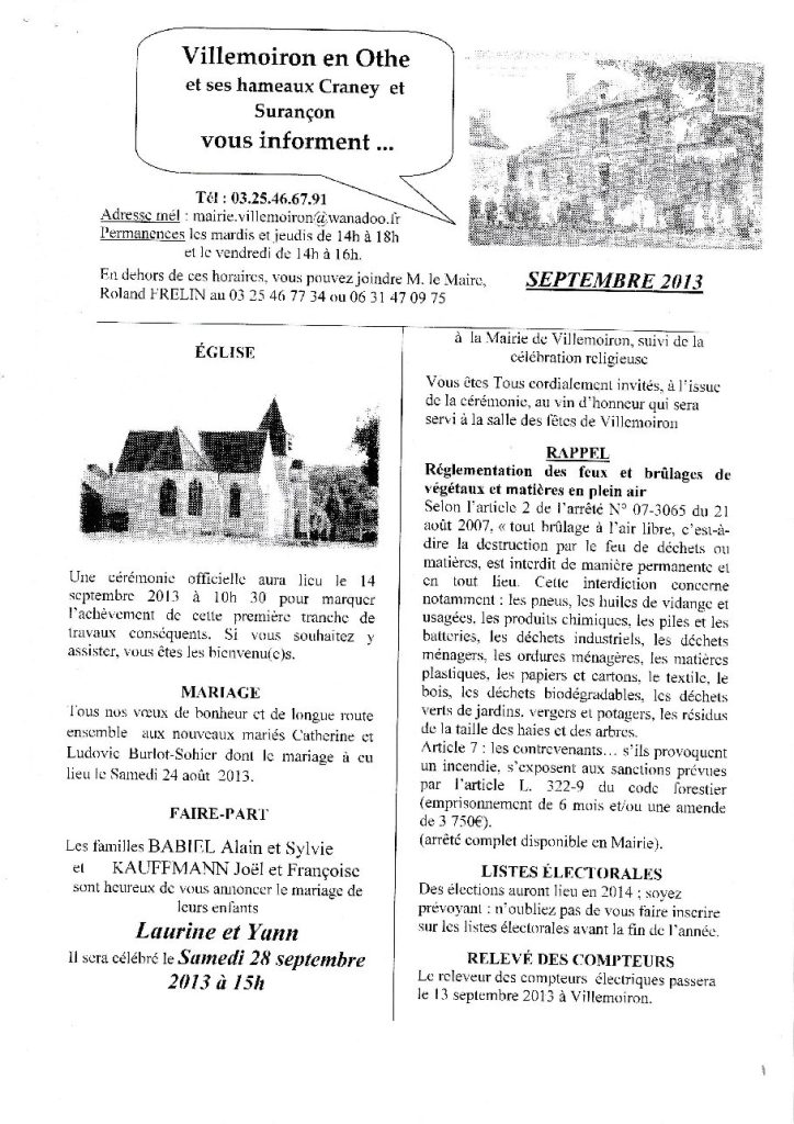 Le Petit Journal — Septembre 2013